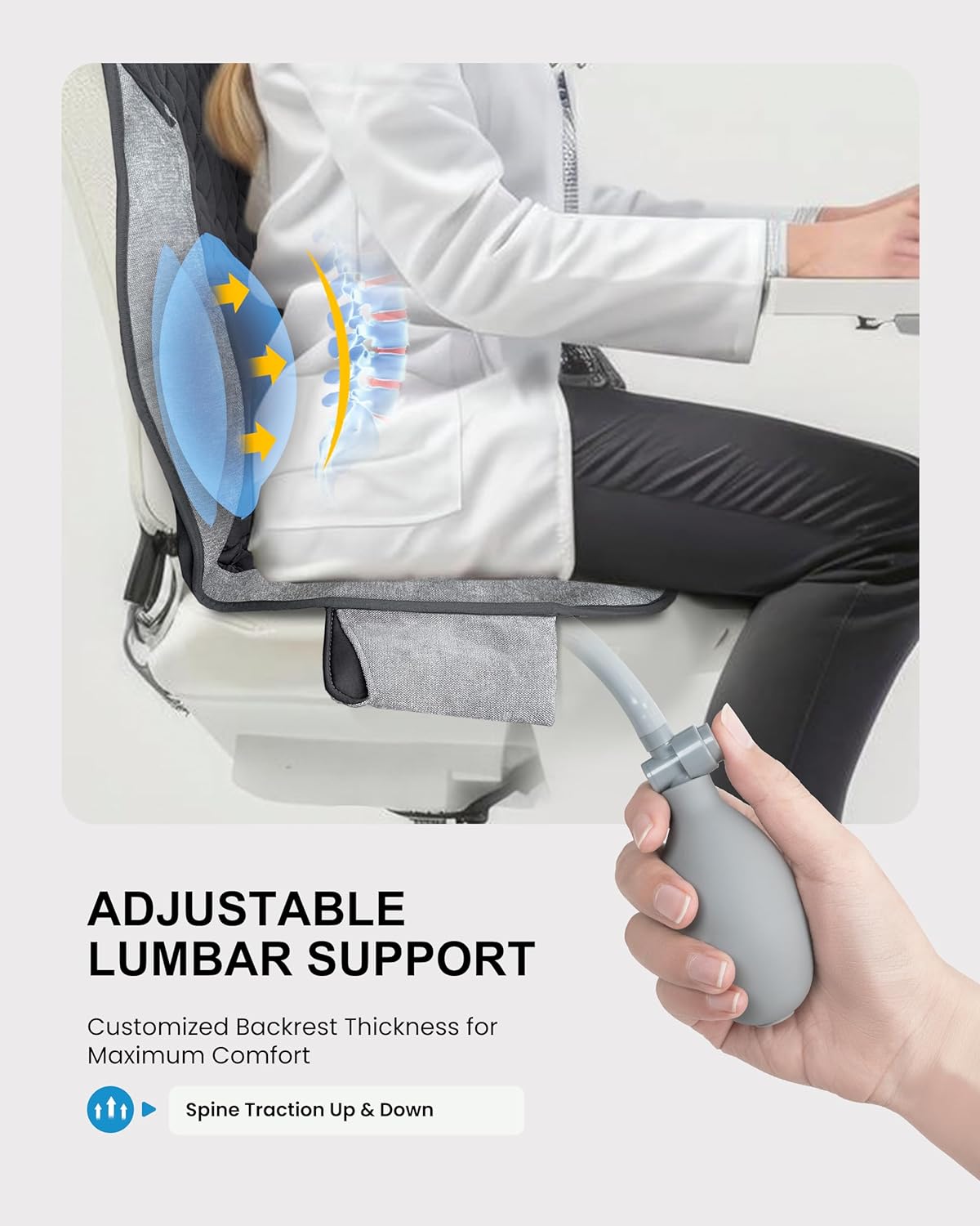 COMFIER Vibration Back Massager with Heat, 10-Motor Massage Seat Cushion for Chair, Graphene Heated Massage Chair Pad for Back, Lumbar & Thighs, 5 Modes, 3 Intensities, Home Office Recliner Gift