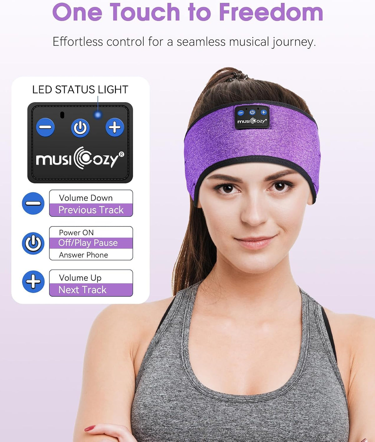 MUSICOZY Sleep Headphones Bluetooth Headband Headphones for Side Sleepers