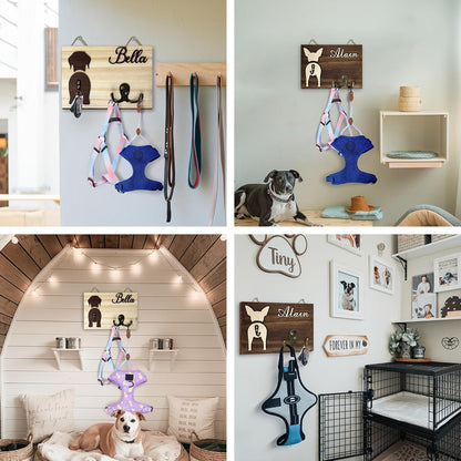 Dog Leash Holder Wall Mount, Pet Harness Hanger with Scrabble Letters, Dog Collar Organizer for Entryway, Memorial Cat Leash Holder for Wall, Pet Loss Gifts, Keepsake, Home Decor PF212-NAT