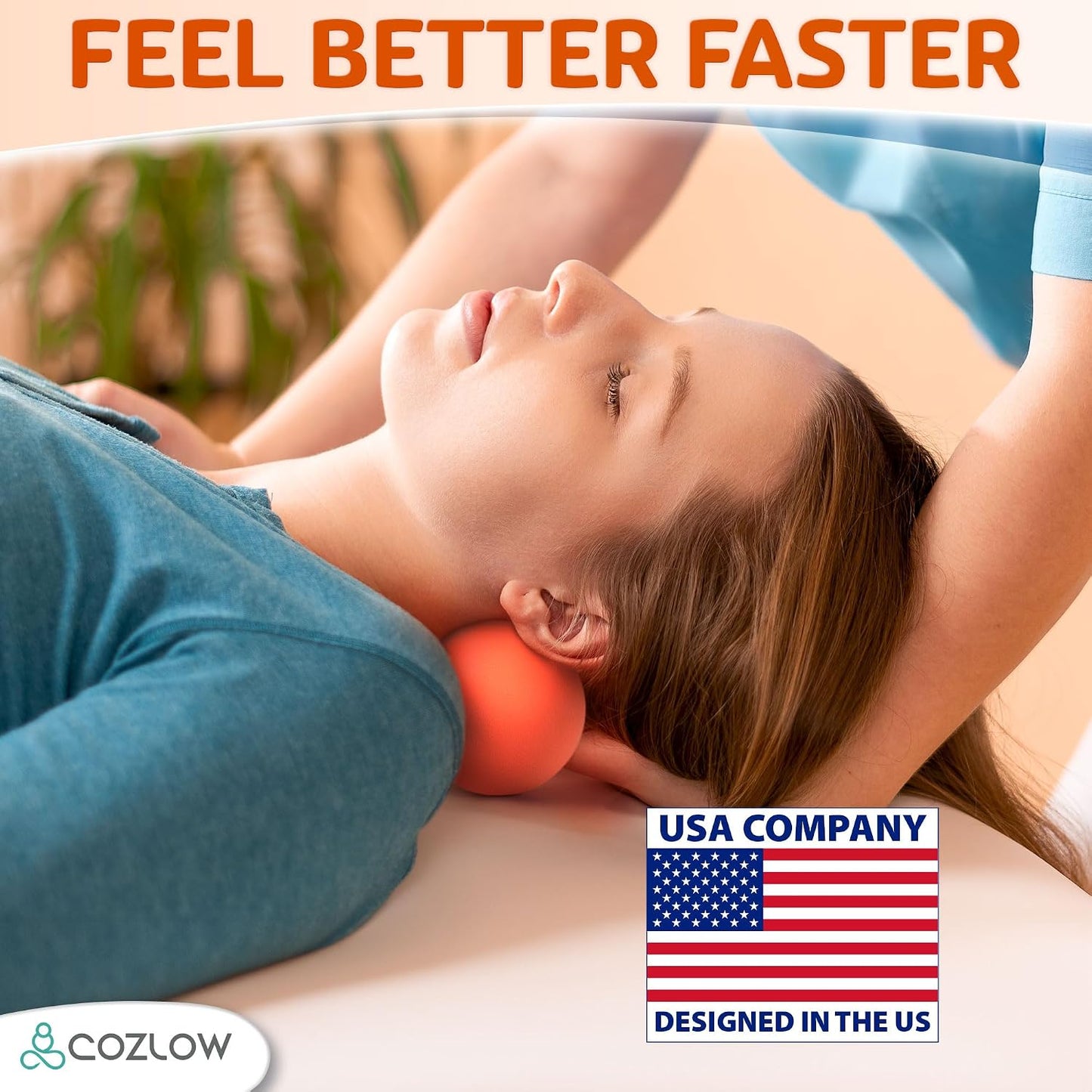 COZLOW Peanut Massage Ball - Deep Tissue Therapy, Pain Relief - Cobalt Blue | Cozlow 5" double lacrosse silicone massage ball, trigger point roller for mobility, acupressure tool for myofascial release