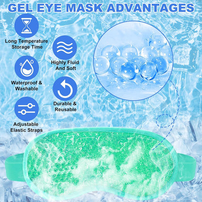 2Pack Cold Cooling Eye Mask, Reusable Hot Colder Therapy Gel Bead with Plush Backing for Puffiness Migraine Stress Relief Skin Care Dry Eyes