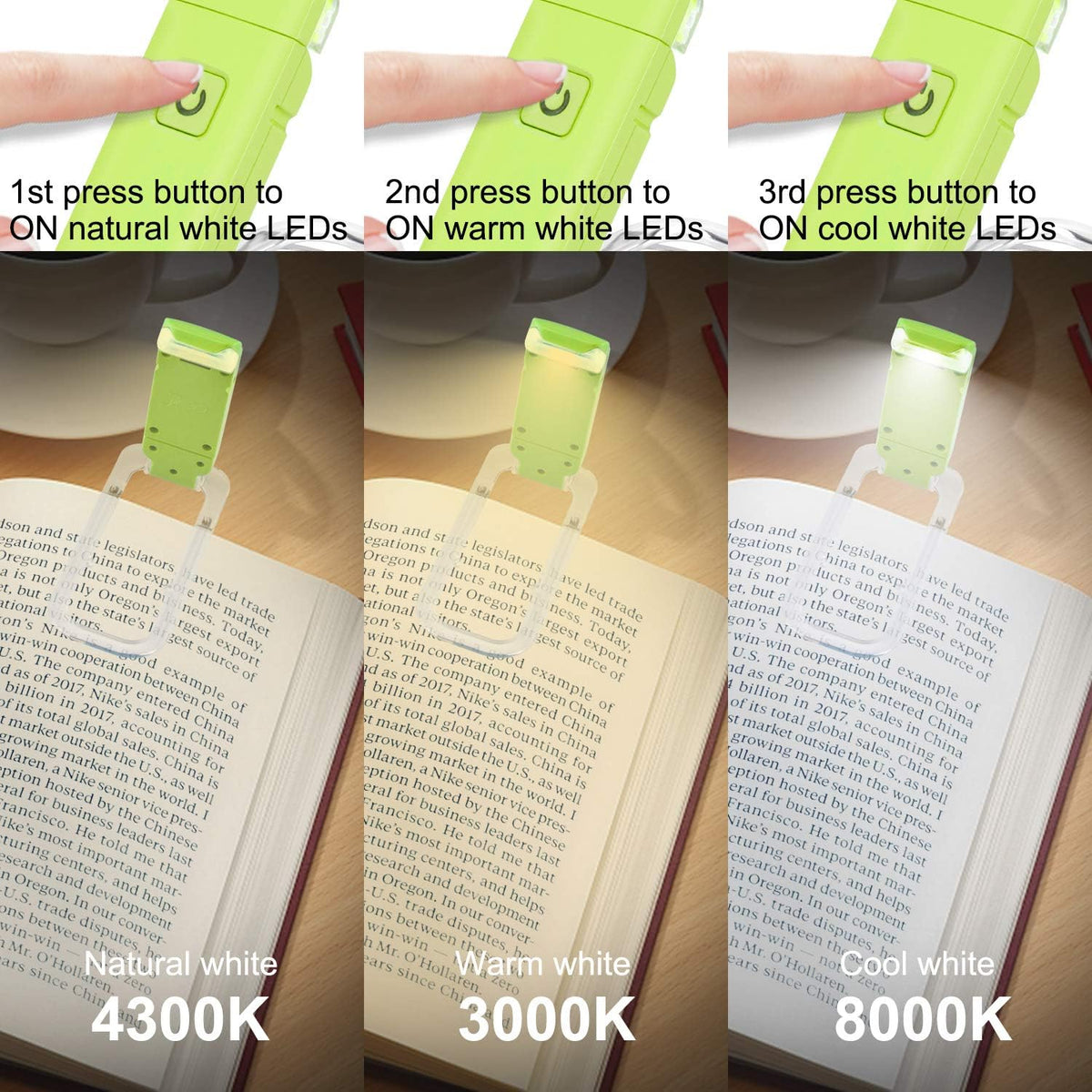 HONWELL Rechargeable Book Light, Clip On LED Reading Lights for Kids Reading in Bed, 3 Brightness Levels Dimmable Bookmark Light for Eye-Protection, Portable Reading Lamp for Bookworms, Travel(Orange)