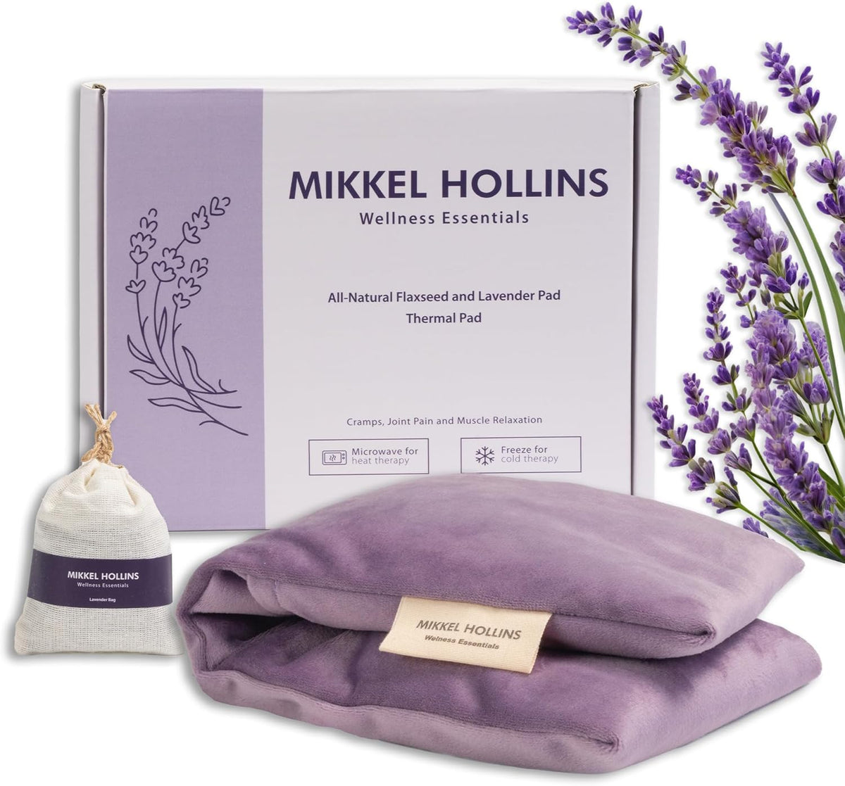 Microwavable Heating Pad with Lavender & Flaxseed, Hot & Cold Therapy, Heat Pad for Back, Neck, Shoulder, Knee, Leg & Menstrual Cramp Relief, Washable Cover, Mini Lavender Bag Gift, One Size Fits All