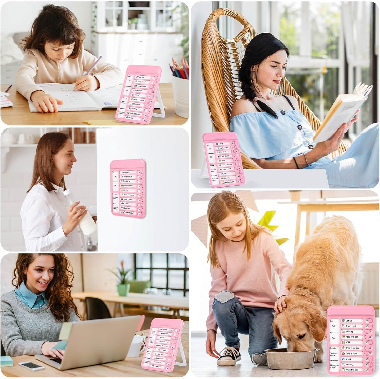 Audab 2Pcs Dry Erase Chore Chart for Kids, Magnetic Checklist Board, My Chores Slider Chart to Do List Board, Routine Chart Schedule Board Task Tracker for Home Refrigerator, Wall, Desk (Blue & Pink)