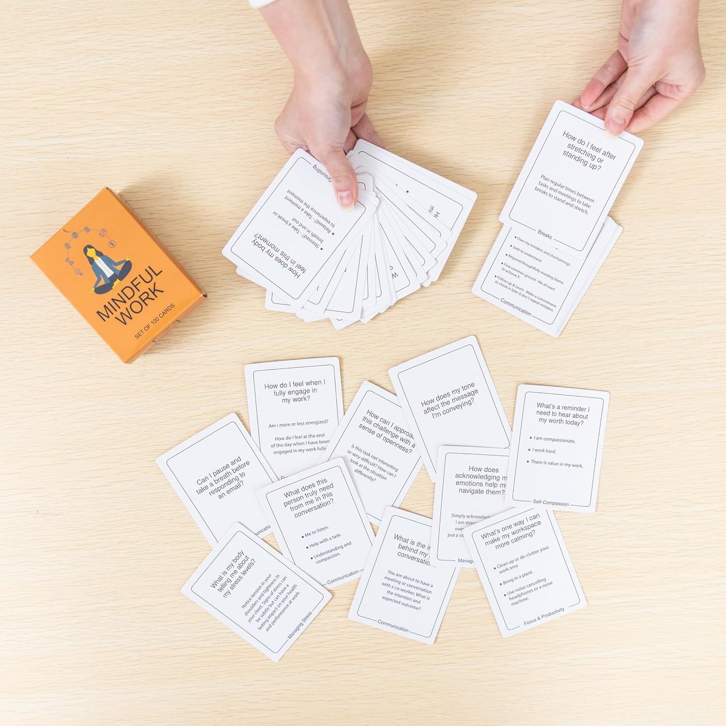 100 Mindful Work Cards – Mindfulness & Self‑Care Prompts for Professionals | Desk & Travel Deck for Stress Relief, Focus, Motivation & Well‑Being