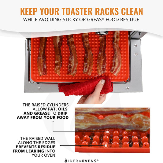 Toaster Oven Air Fryer Reusable Mats Accessories 9 x 11, Silicone Liner, Drip Mat (3pcs) Compatible with Cuisinart, Emeril Lagasse, Gowise, Breville + More, Convection Accessories, Electric Oven Rack