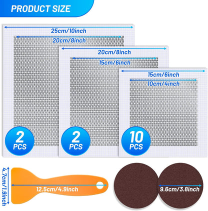 Ranekie 14 Pack Drywall Repairs Patch, 4/6/8 Inch Drywall Repair Kit with Extended Self-Adhesive Mesh,Large Hole Patch Repair for Drywall,Heavy Duty Dry Wall Hole Repair Patch