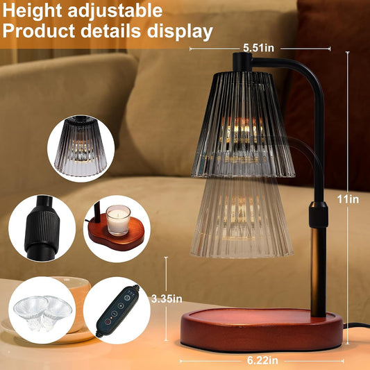 Candle Warmer Lamp with Timer Dimmable, Gold Gift Wax Warmer Lamps | Lamp Candle Warmer for Jar Candles, Birthday Gifts for Women Mom, HouseWarming Gifts Vintage Home Decor with 2 Bulbs