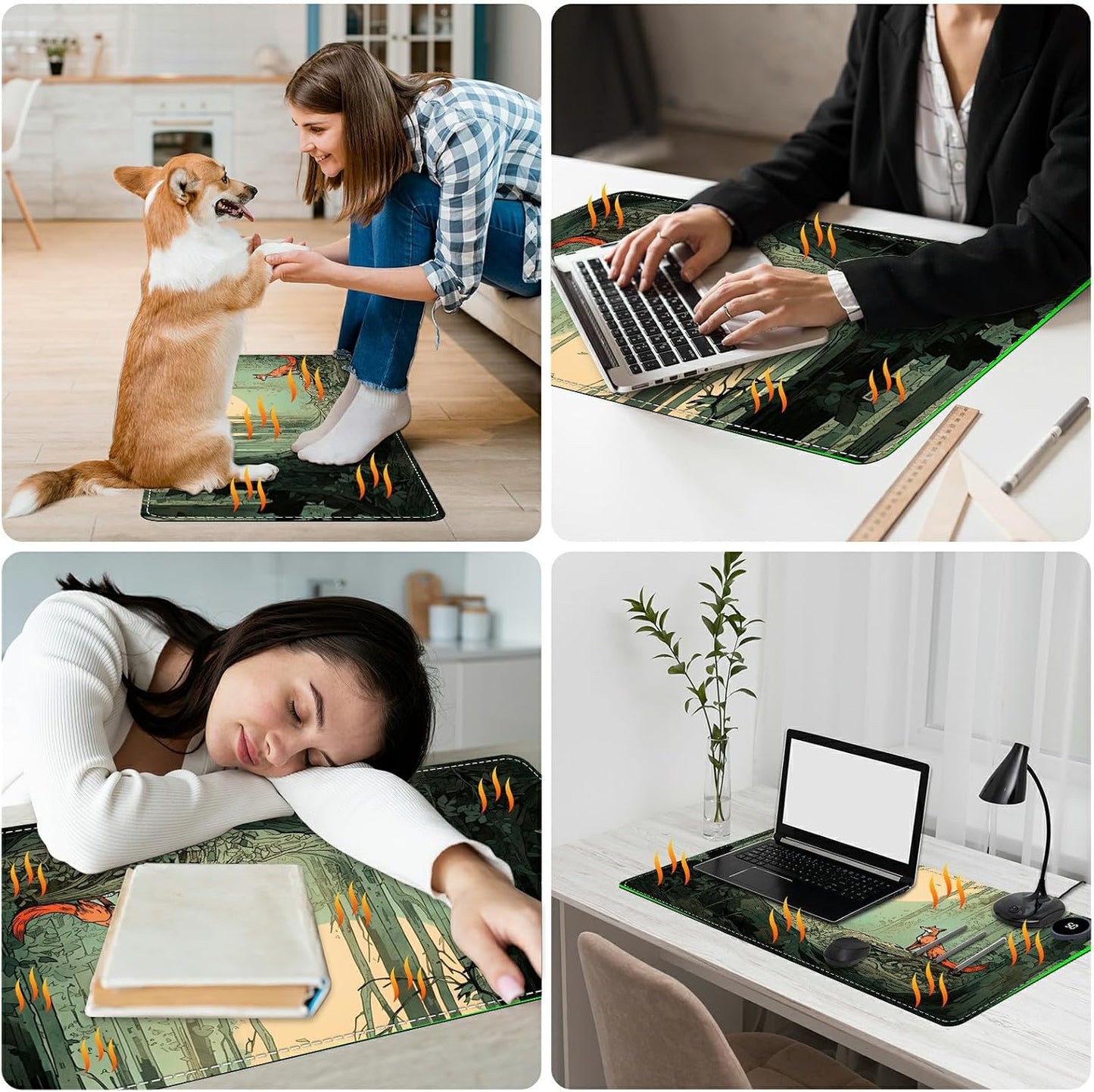 Heated Desk Pad Heated Large Mouse Pad, Electric Quickly Warm Desk Mat with 3 Levels Heating 3 Hours Auto Shut-Off, 31.5" x 13" Warm Gaming Mousepad Hand Foot Warmer, Baby Elephant