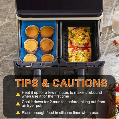 Air Fryer Silicone Liners Square 2 Pack 7.1 Inch Airfryer Liners 4-7 QT Reusable Air Fryer Liners Silicone Pot Oven Liner Baking Tray, Air Fryer Basket Silicone Mat Bowl Air Fryer Accessories Kitchen