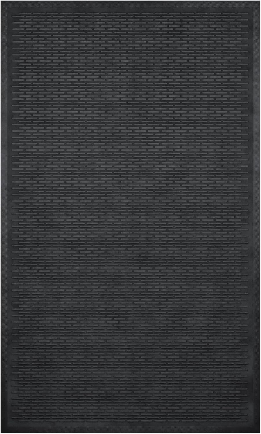 Ottomanson Heavy Duty Rubber Floor Mat – Non-Slip, Waterproof, Easy to Clean – Boot Tray Utility Mat for Shoes, Boots, Entryway, or Pet Feeding Area – Durable, Hose Washable – 16" x 32", Black