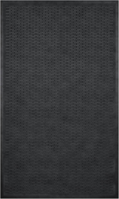 Ottomanson Heavy Duty Rubber Floor Mat – Non-Slip, Waterproof, Easy to Clean – Boot Tray Utility Mat for Shoes, Boots, Entryway, or Pet Feeding Area – Durable, Hose Washable – 16" x 32", Black