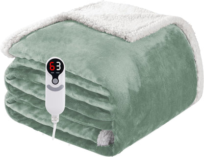 Soypipo Electric Heated Throw Blanket 50"x60", Faux Fur Plush with 4 Heat Settings & 2/4/8/10H Auto Shut-Off, Overheat Protection, Machine Washable, for Office & Chair, Dark Grey