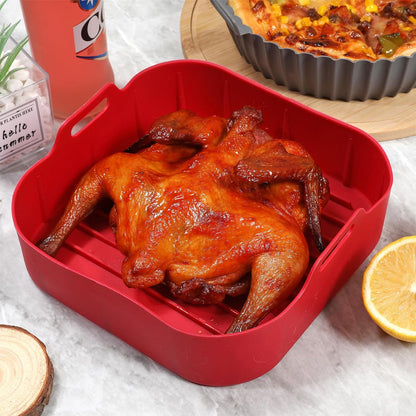 2Pcs Air Fryer Silicone Liners Fit 3-5QT Air fryer, Reusable Food Grade Silicone Air fryer Liners Baking Tray Basket Accessories(Round, 6.5 Inch)