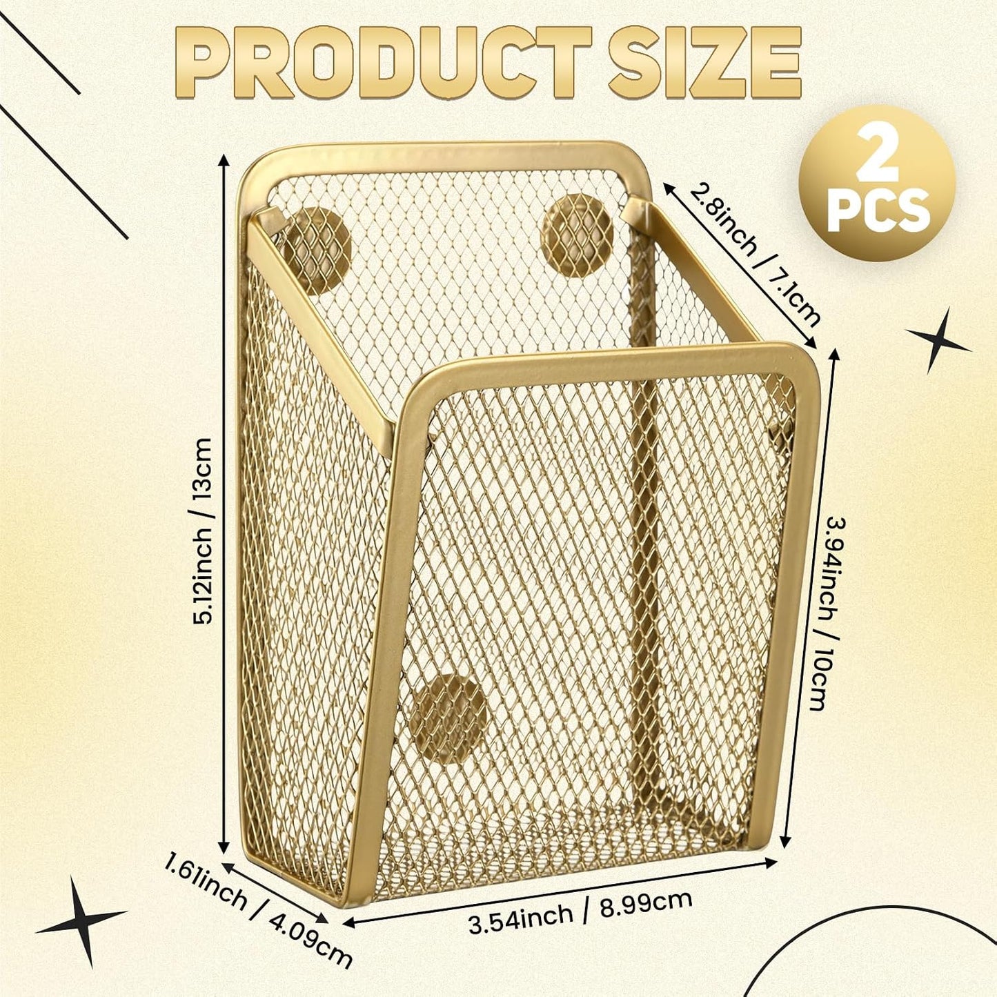 Fuutreo 2 Pack Magnetic Pencil Holder for Locker Refrigerator, Gold