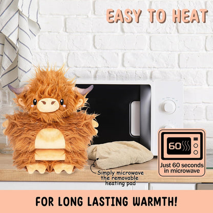 Bunny Microwavable & Weighted Stuffed Animals - 1.5 Lbs Unscented Heating Pad for Period Cramps Pain Relief and Anxiety, Cute Bunny Plush Toys Gifts for Women Girls Adults and Kids by Happy Fuel
