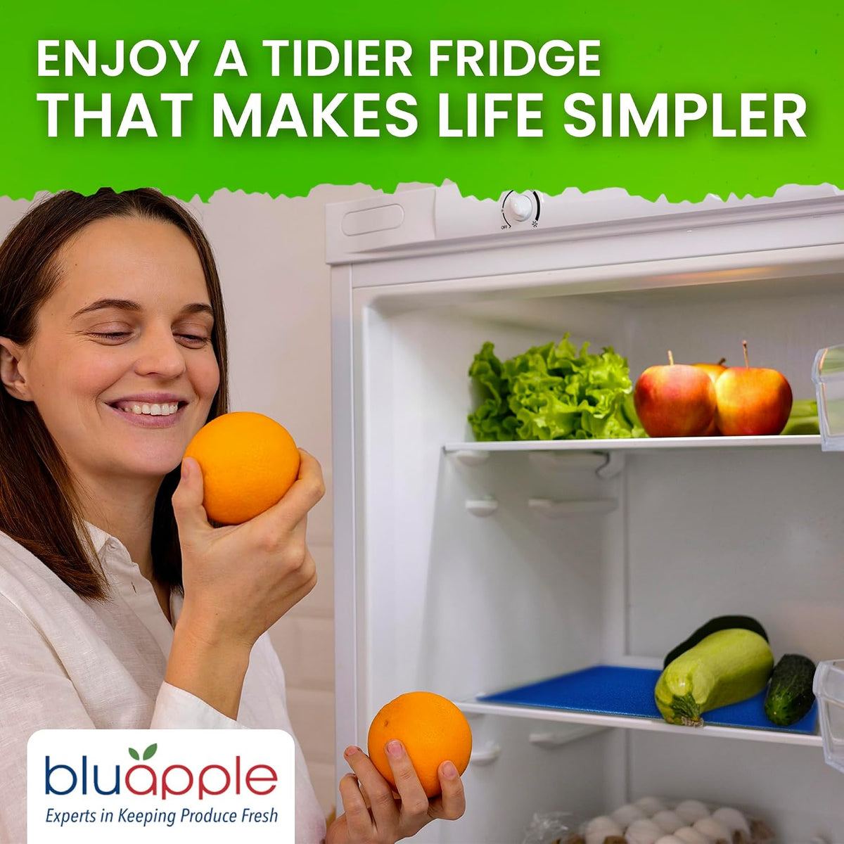 Bluapple FreshMats Fridge Bin Liners, Green, 12x15, Set of 4 Mats