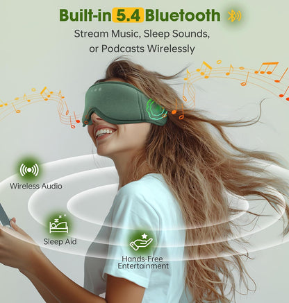 BambooCotton 3D Bluetooth Sleep Mask, LC-dolida 2026 New Sleep Headphones, Wireless Comfort, Sustainable Luxury for Better Sleep