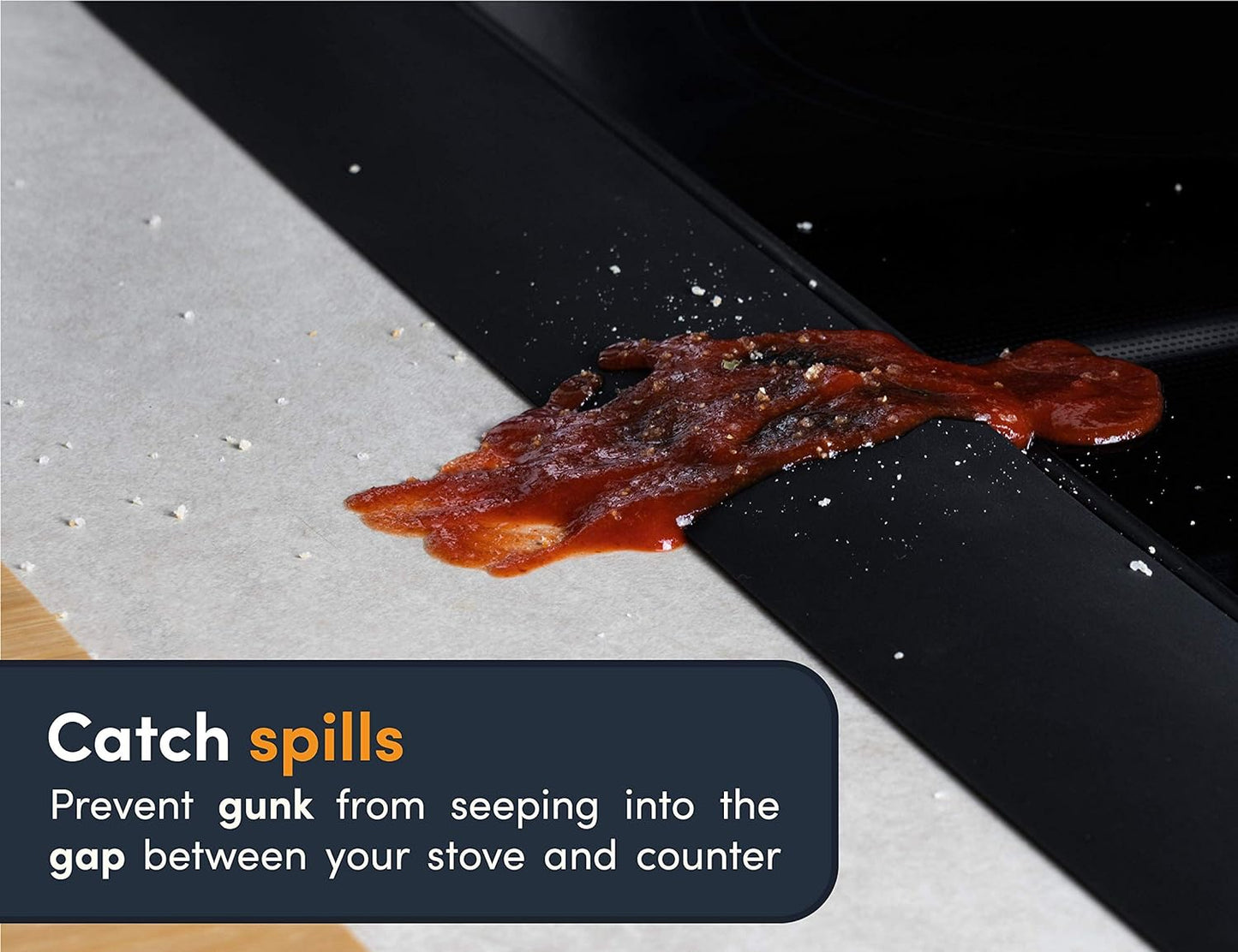 Linda’s Essentials Silicone Stove Gap Covers (2 Pack), Heat Resistant Oven Gap Filler Seals Spaces Between Stovetop and Counter, Easy to Clean Stove Side Guard (30 Inches, Black)