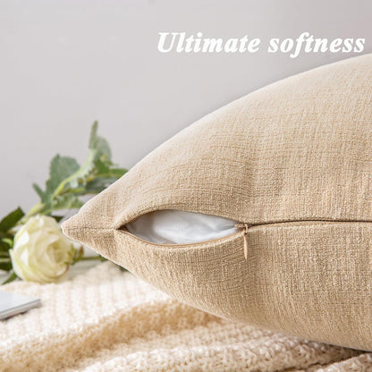 GAWAMAY Lumbar Support Pillow Decorative Rectangle Throw Pillow Covers 12"x20" Inch Set of 2, Soft Chenille Fall Pillowcase for Living Room Bedroom Sofa Couch Cushion Cover Grey 30x50cm (No Insert)
