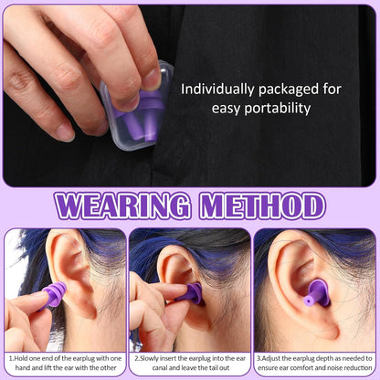 Trelaco 100 Pairs Silicone Ear Plugs Bulk with Case Nrr 29db, Black