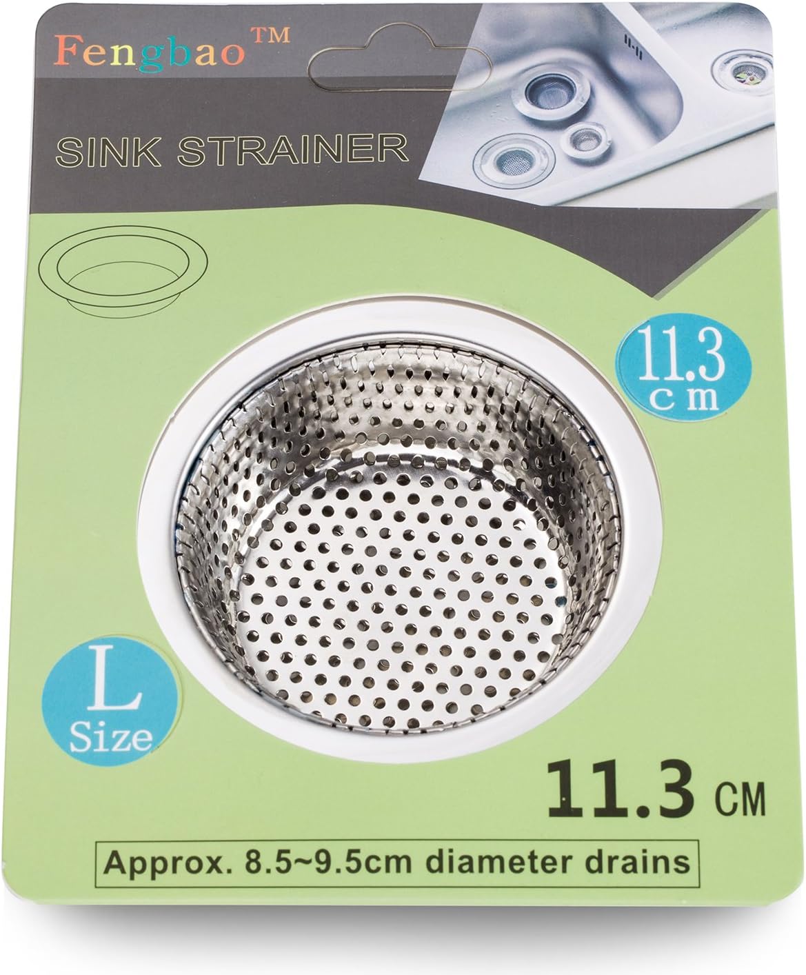Fengbao 2PCS Kitchen Sink Strainer - Stainless Steel, Large Wide Rim 4.5" Diameter