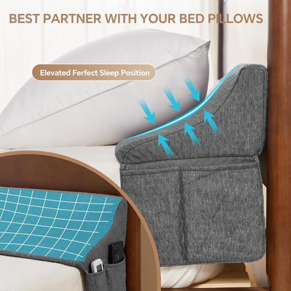 EUHAMS Queen Size Bed Wedge Pillow for Headboard Bed Gap Filller/Mattress Gap Filler (0-7") - Wedge Pillow Headboard Triangle Foam Pillows Wedges Between Headboards Mattress (Grey,60"x10"x6")
