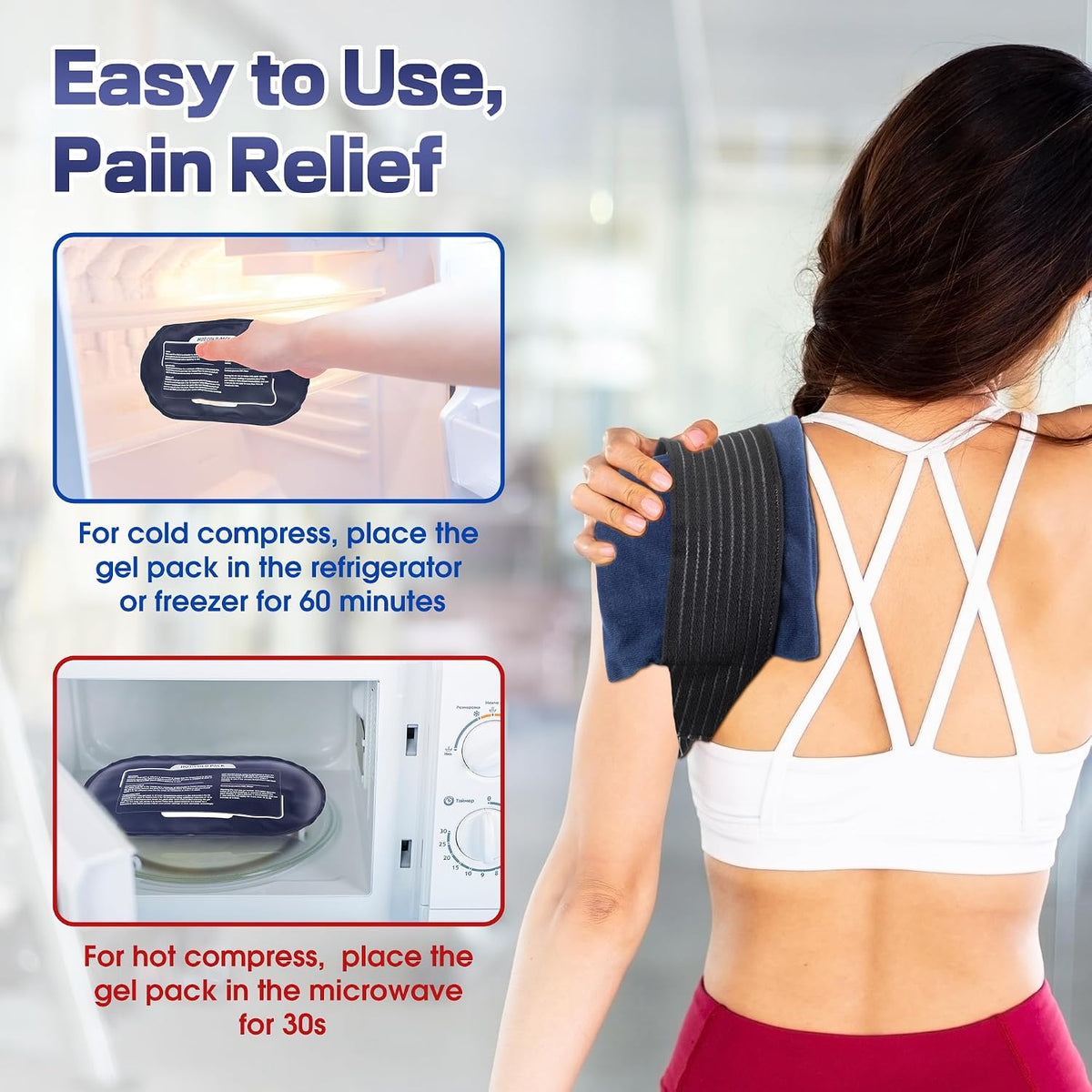 6 Pack Hot and Cold Gel Ice Packs for Injuries Reusable for Pain Relief