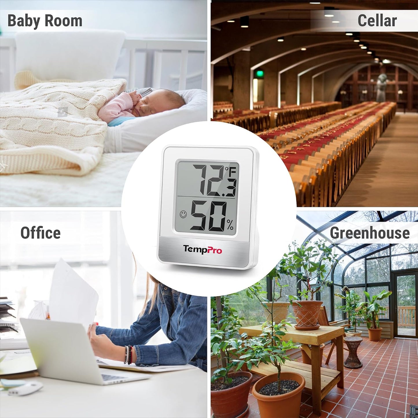 TempPro TP49 3 Pack Digital Hygrometer Indoor Thermometer | Humidity Meter Mini Hygrometer with Temperature and Humidity Monitor Outdoor and Room Thermometer Weather Station