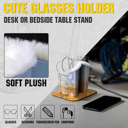 bvya Double Eyeglasses Holder Plush Lined Stand Glasses Protective Holder
