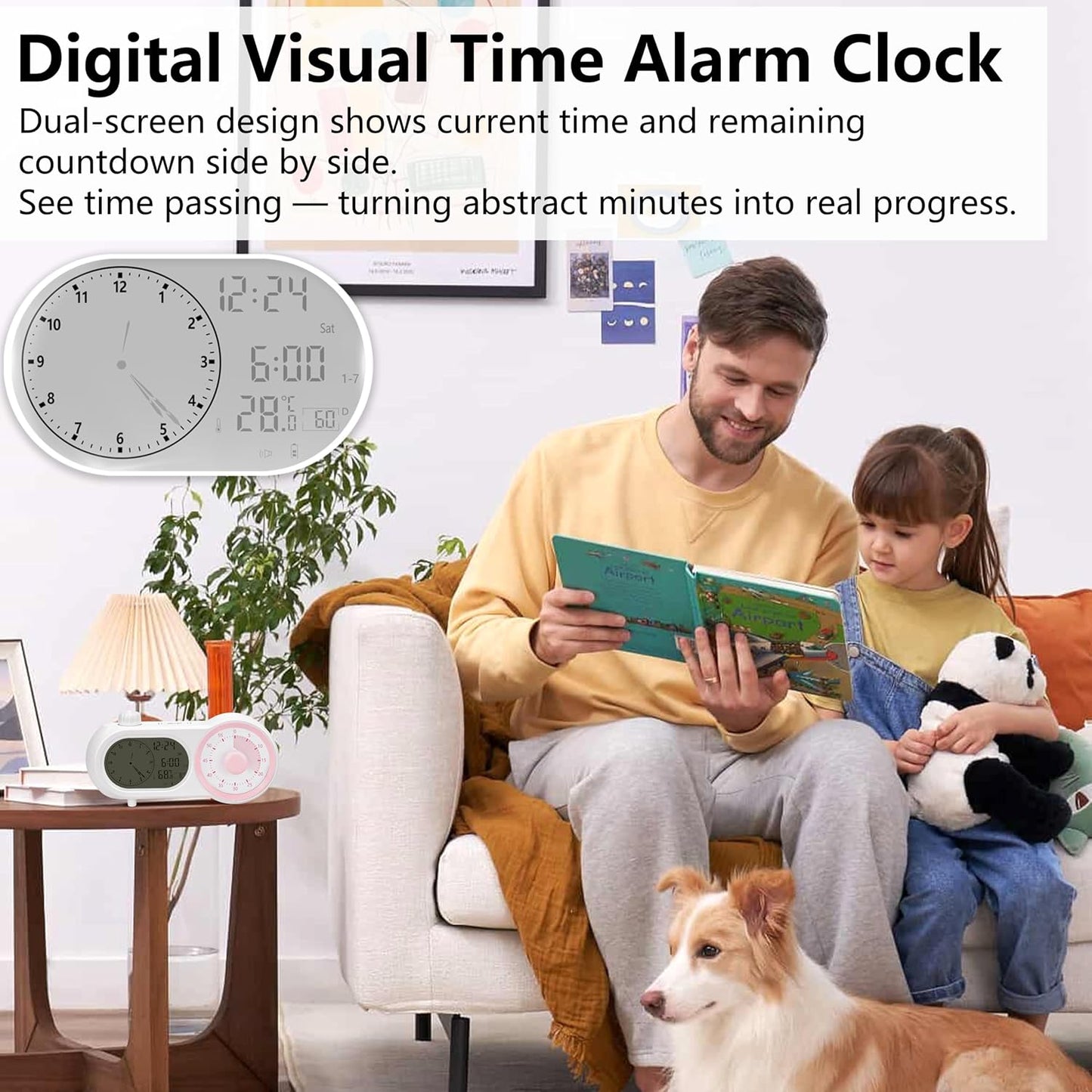 Lumuasky Digital Alarm Clock Visual Timer Silent Night Light with 60-Minute Countdown & 199-Day Count-Up, 3 Alarms, Snooze, Temperature Date Management Clock for Classroom, Home, Study (Blue)