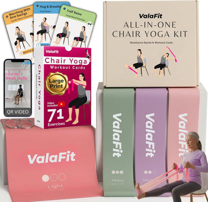 [Large Print Cards] Chair Yoga for Seniors Over 60; 71 Poses & QR Videos