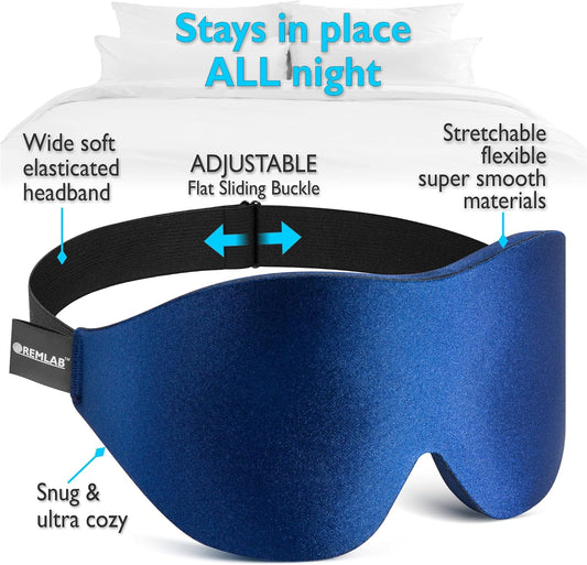 Eye Mask for Sleeping Women and Men, Eye Covers for Sleeping, Eye Mask Sleep Blind Fold Cover, Comfortable Cooling Padded Memory Foam Airplane 3D Blindfold Night Masks (Slumber Blue)