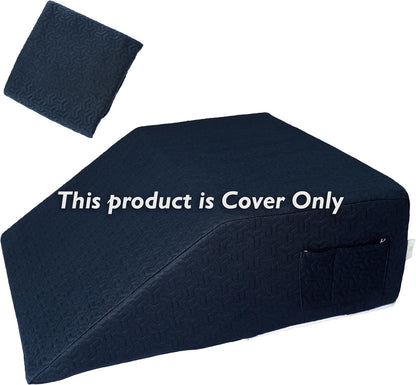 Leg Wedge Pillow Cover 24x21x8 in, Zipper & Pockets, Gray