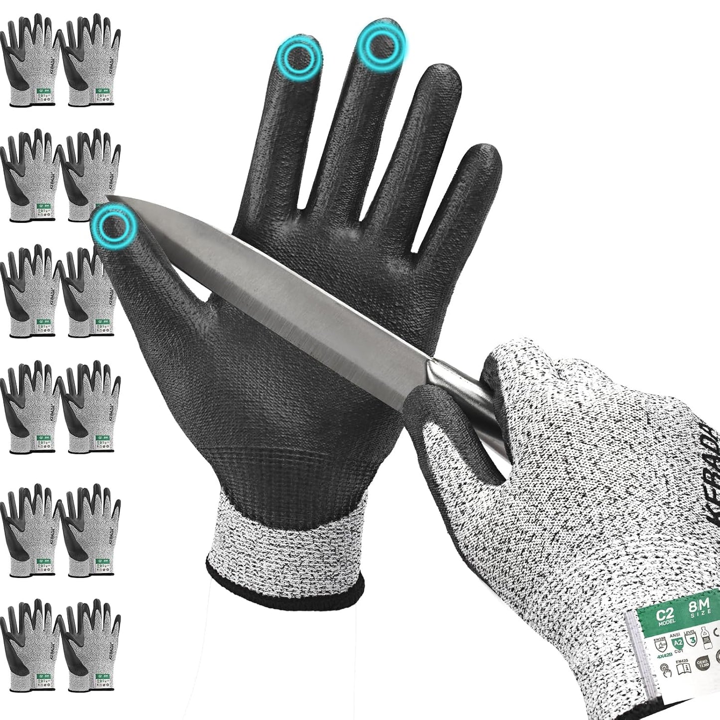 C4 Cut Resistant Gloves, ANSI A4, 100% Food Grade, 1 Pair, Medium | Food grade cutting gloves, glass-free & steel-free, breathable, washable. Ideal for meat cutting, slicing and oyster shucking
