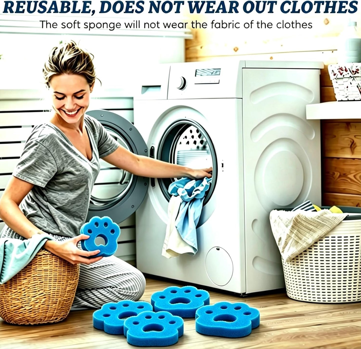 Pet Hair Remover for Laundry Reusable Dryer Pet Hair Balls and Lint Traps Effortlessly Removes Dog Cat & Dog Hair from Clothes in Washing Machine Hair Catcher (6Pcs)