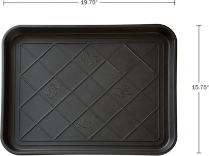 All-Weather Boot Tray - Water-Resistant Plastic Mud Pan, Pet Food Tray, and Outdoor or Indoor Shoe Mat for Entryway by Stalwart (Black)