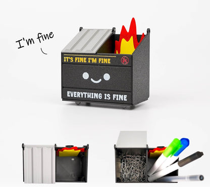 Tian Zhun Dumpster Fire Pencil Holder Funny Magnetic Pen Holder Strong Magnets to Store Marker Pencil Organizer for Refrigerator Whiteboard Locker Home Office or Hospital