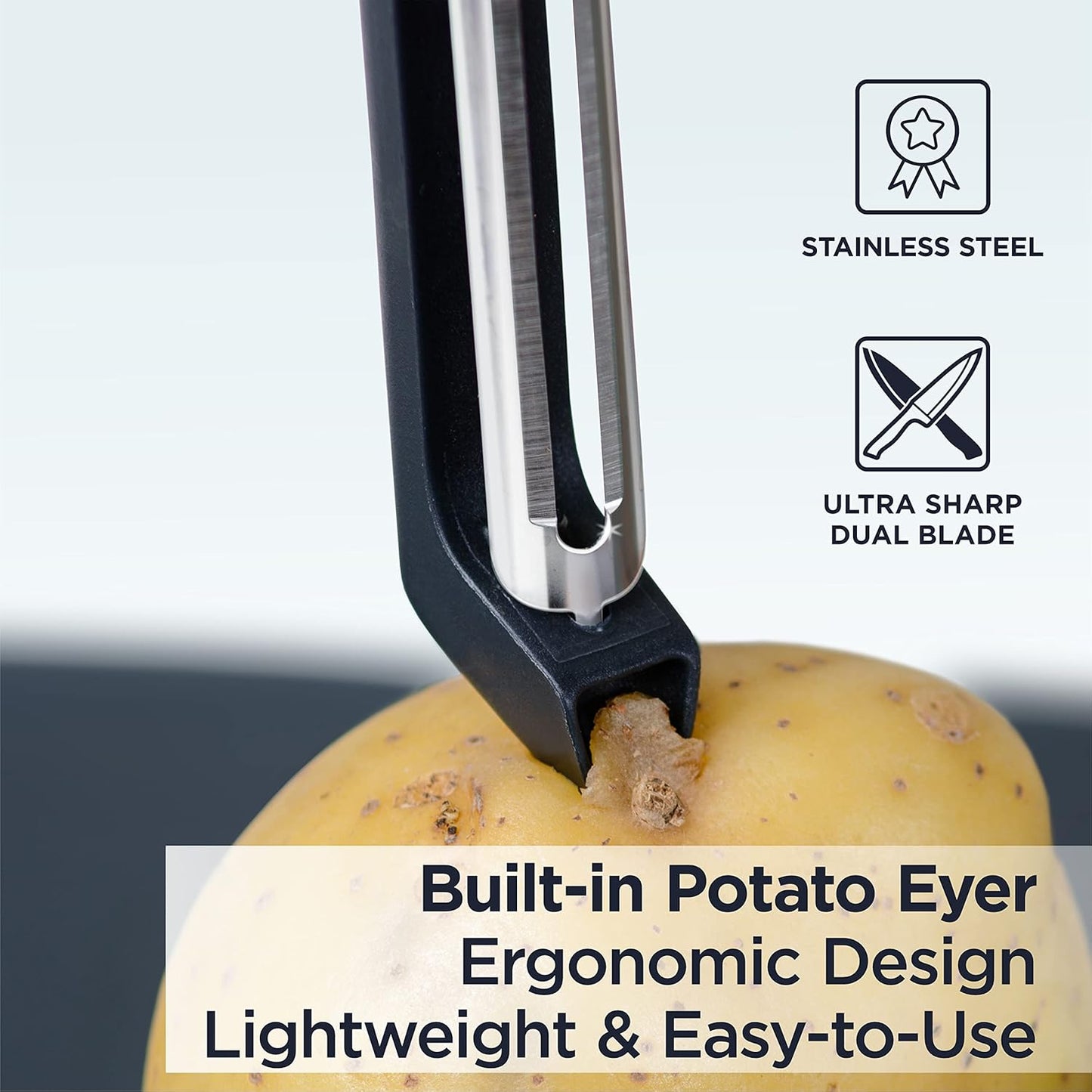 Deiss Lux Heavy Duty Pizza Cutter With Wheel Slicer and Deiss PRO Swivel Vegetable Peeler