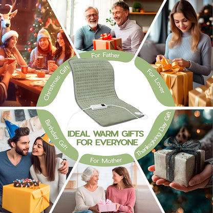 Heating Pad for Period Cramps, Heating Pad for Back/Neck/Shoulder Muscle Pain, 6 Heating&4 Timer Setting, Auto Shut Off, Dry/Moist Heat & Machine Washable, Gray Birthday Christmas Gifts for Women Mom