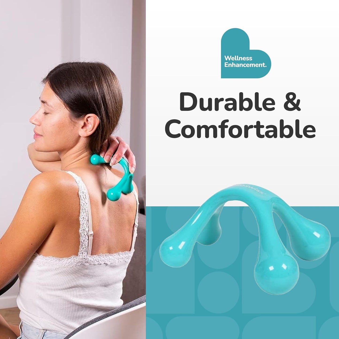 BioSwiss 2-Pack Handheld Full Body Massager, 4-Leg Pressure Point Tool for Back, Neck, and Shoulder, Includes 1 Large and 1 Small