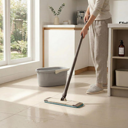 Haundry Compact Mop Bucket with Handle, Rectangular Cleaning Bucket and Caddy for Cleaning Supplies, 10L, Grey