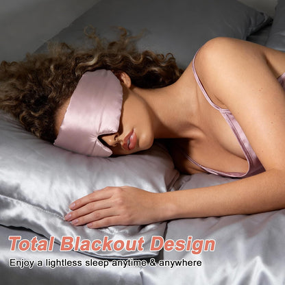 VOCOSTE 3D Pure Silk Sleep Mask with Travel Pouch, Black