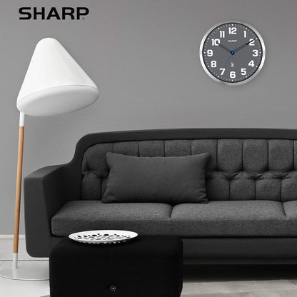 Sharp 12-Inch Atomic Wall Clock, Battery Operated, White with Black Frame | Self-setting atomic time; Easy-read analog face; Automatic time adjustment; Simple setup; Versatile home or office style
