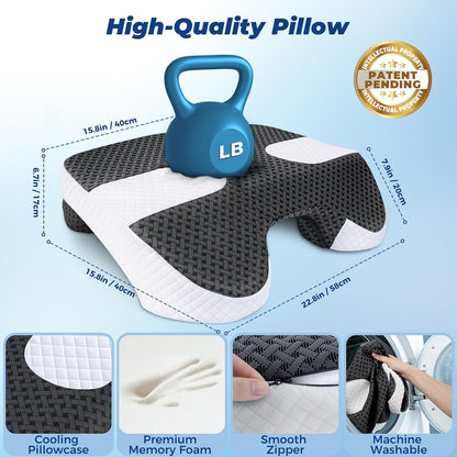 SAHEYER Side Sleeper Pillow with Arm Holes, 2 in 1 Shoulder Relief System for Rotator Cuff Pain, Memory Foam Pillow for Adults with 3 Arm Place Hole - for Side, Back and Stomach, Black