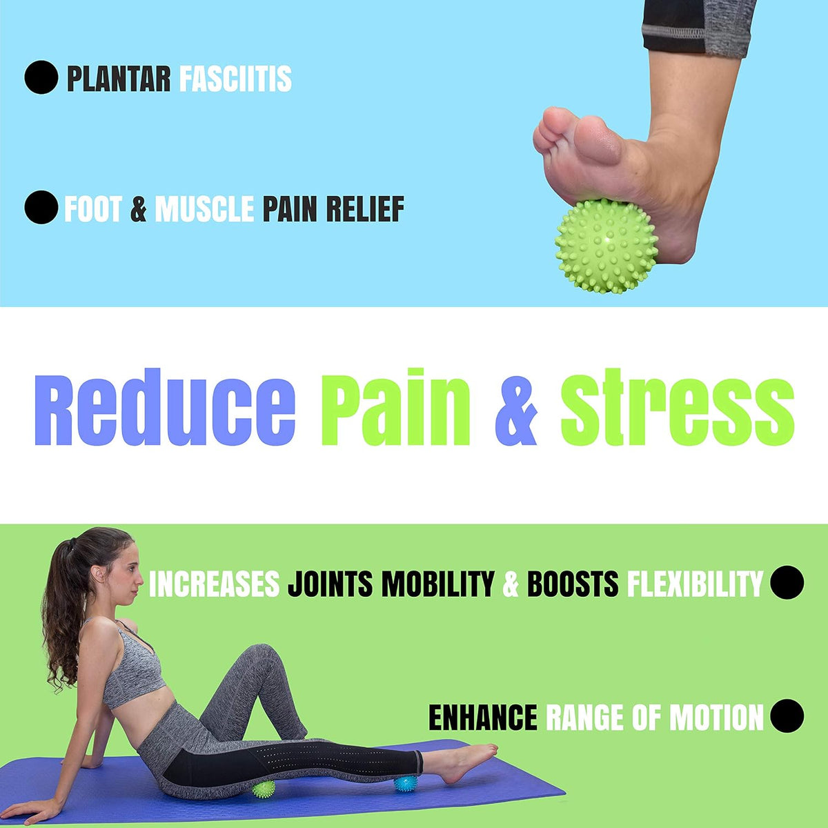 Myofascial Trigger Point Release & Deep Tissue Therapy Kit 6 Pack – Foam, Spiky & Peanut Balls in 3 Sizes