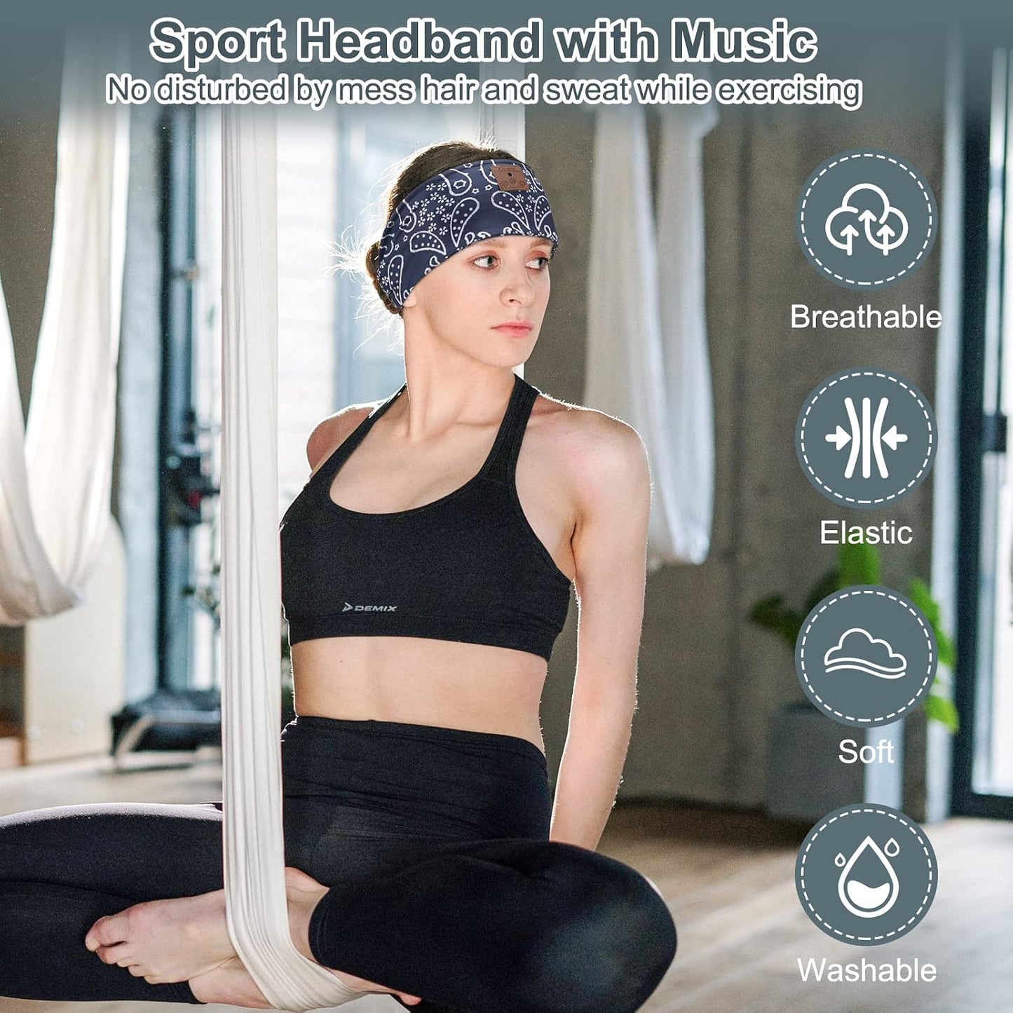 2-Pack Sleeping Headphones Wireless Bluetooth 5.4, Headband Headphones with Ultra-Thin Speakers, Bluetooth Headband for Side Sleepers, Running, Workout, Insomniac, Travel, Meditation（Black&Grey）