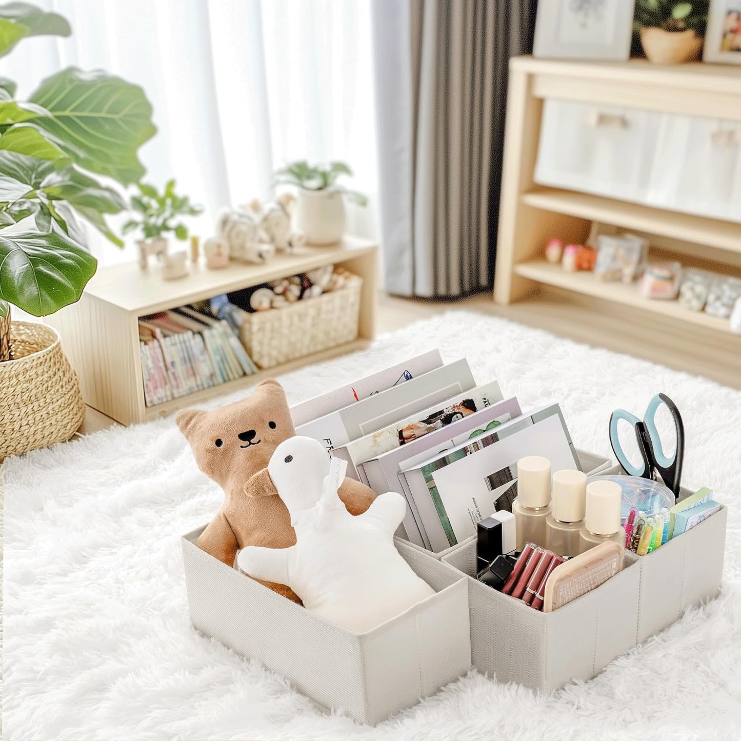 Drawer Organizer Clothes, 10 Pack Dresser Organizer for Baby Clothes, Underwear, Sock- Foldable Closet Organization and Storage Dividers Bins for Nursery, Bedroom (Beige)