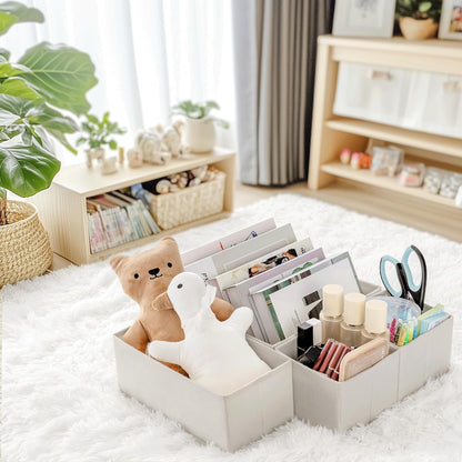 Drawer Organizer Clothes, 10 Pack Dresser Organizer for Baby Clothes, Underwear, Sock- Foldable Closet Organization and Storage Dividers Bins for Nursery, Bedroom (Beige)