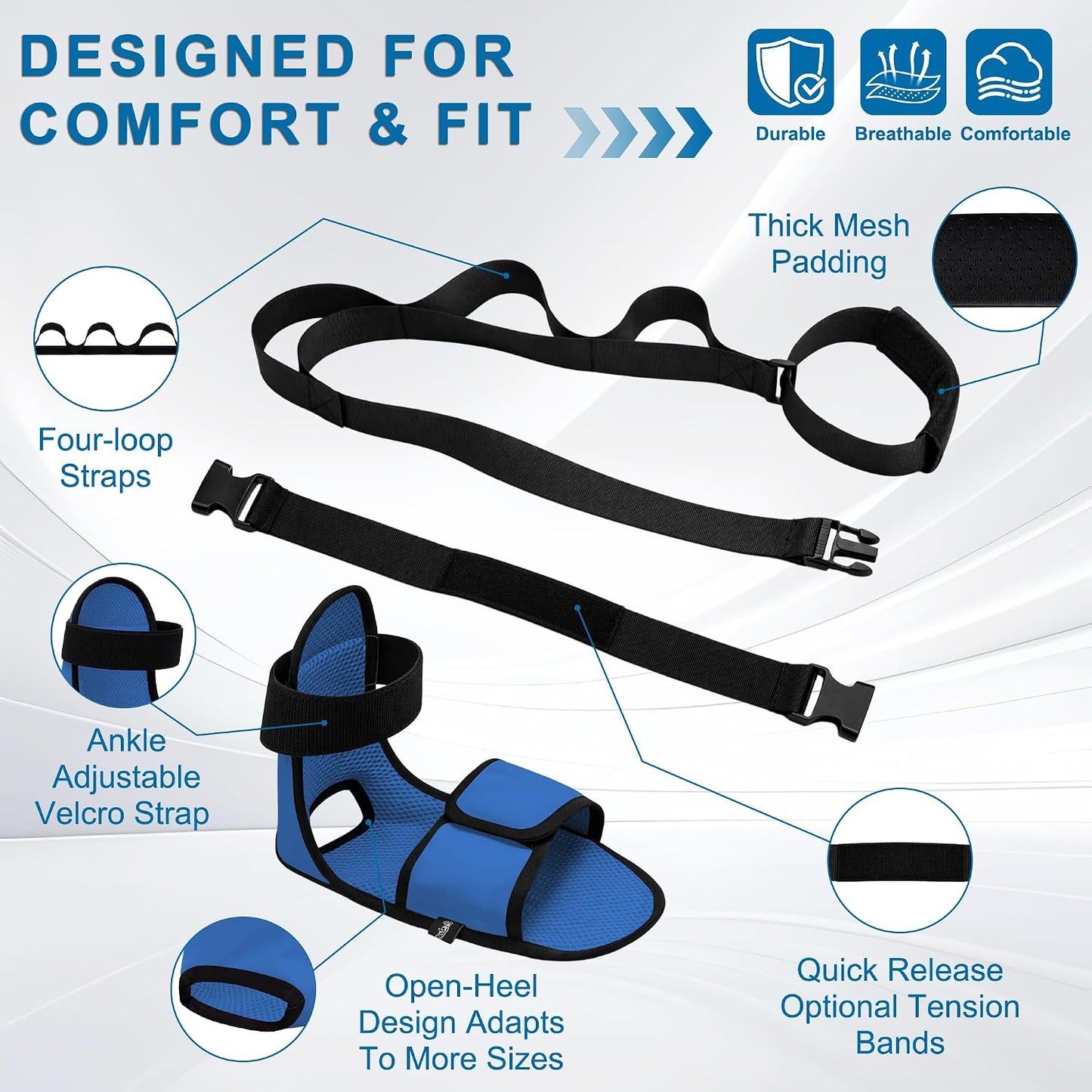 Knee Replacement Recovery Aids, Leg Stretcher Strap Kit | Adjustable Foot Cradle with 0 lb and 5 lb Resistance Bands, Range of Motion Training for Hip and Knee Exercises, Storage Bag